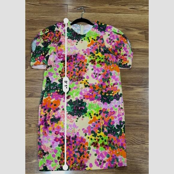 STELLA MCCARTNEY Silk Blend Malia Puff-Sleeve Floral Dress 42 - Picture 6 of 16